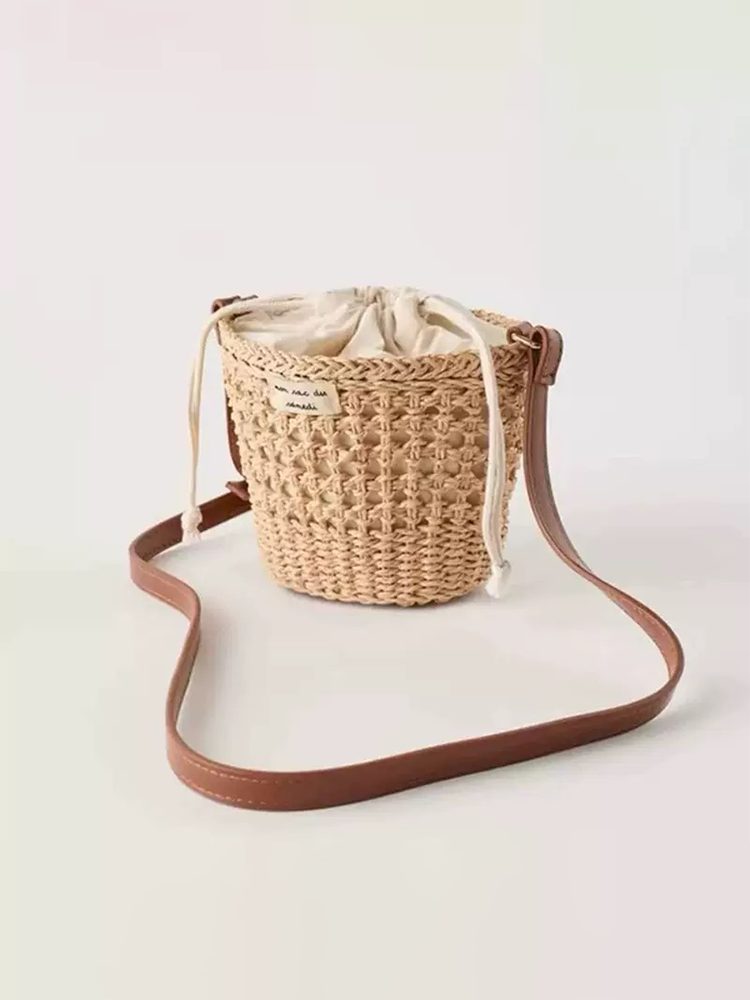 Summer Beach Straw Bucket Bag Elegant Style