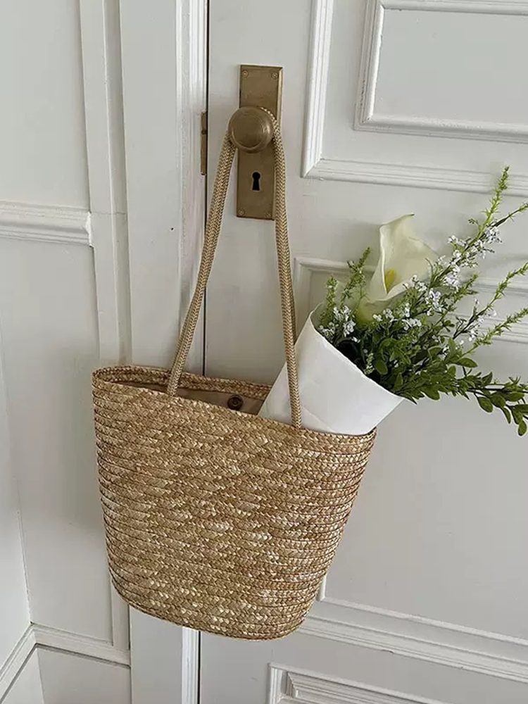 Summer Large Capacity Woven Shoulder Handbag