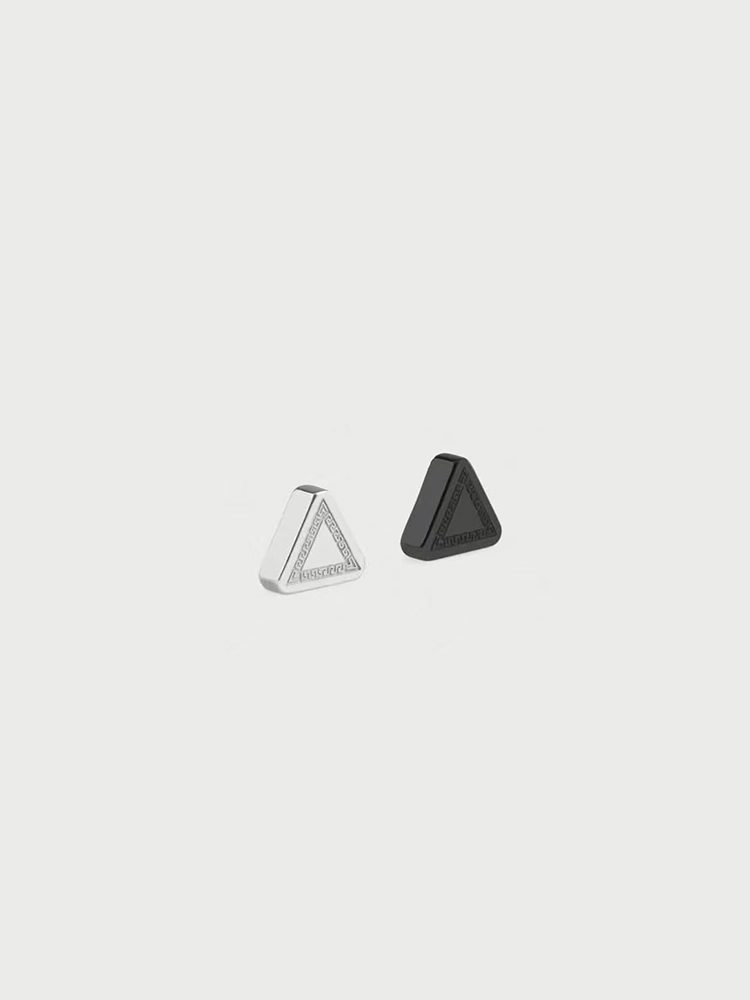 Triangle Magnetic Earrings for Men Black Silver