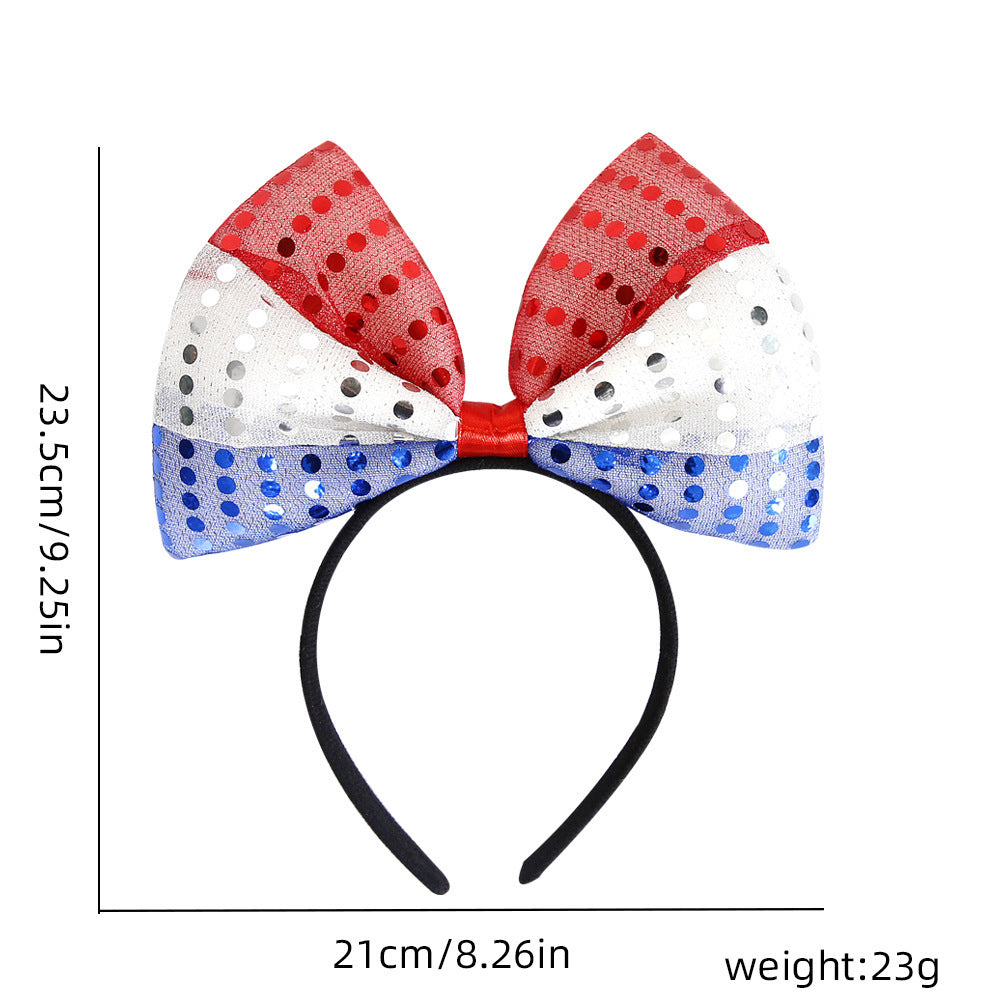 USA Patriotic Party Accessory Set - Flag Top Hat Headband Glasses & Necklace Kit for Independence Day Parades Celebrations and Events