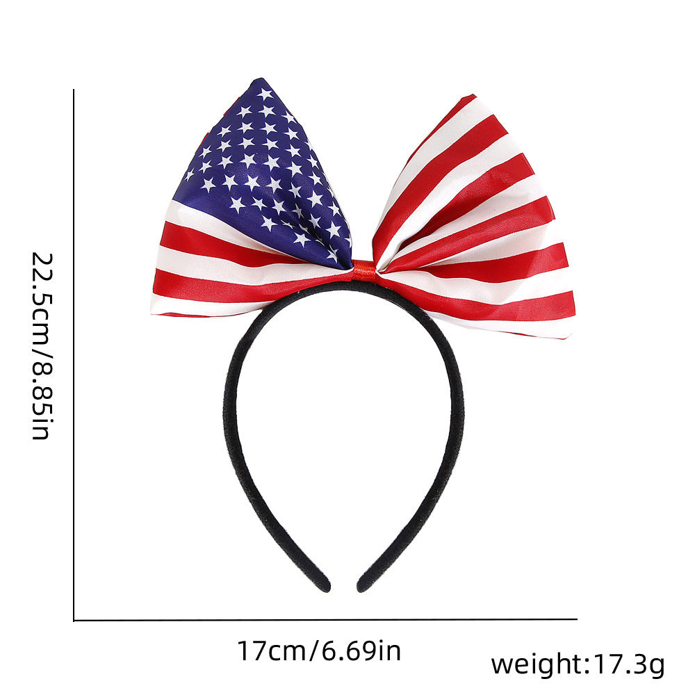 USA Patriotic Party Accessory Set - Flag Top Hat Headband Glasses & Necklace Kit for Independence Day Parades Celebrations and Events
