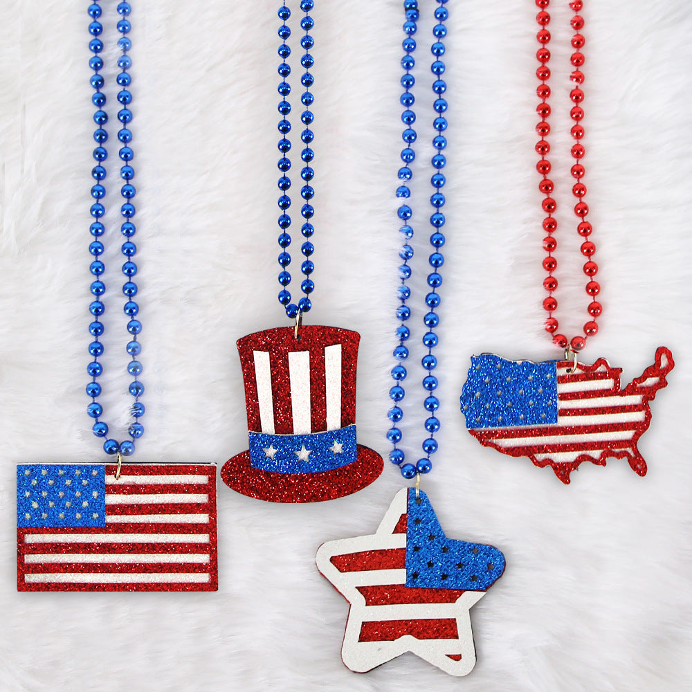 USA Patriotic Party Accessory Set - Flag Top Hat Headband Glasses & Necklace Kit for Independence Day Parades Celebrations and Events