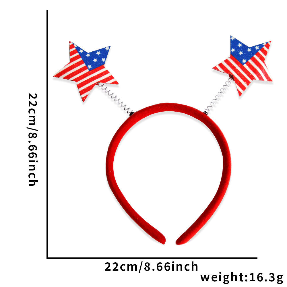 USA Patriotic Party Accessory Set - Flag Top Hat Headband Glasses & Necklace Kit for Independence Day Parades Celebrations and Events