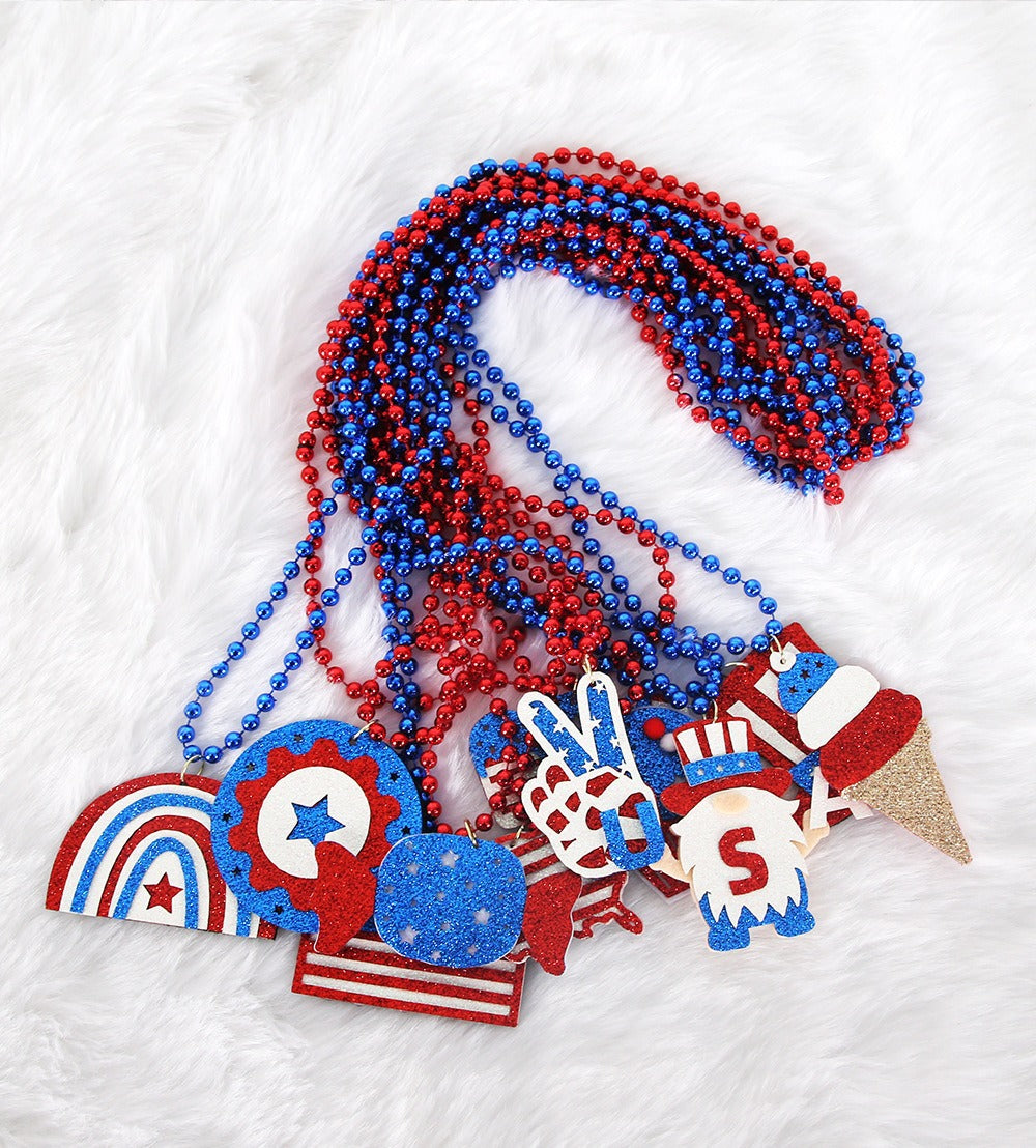 USA Patriotic Party Accessory Set - Flag Top Hat Headband Glasses & Necklace Kit for Independence Day Parades Celebrations and Events