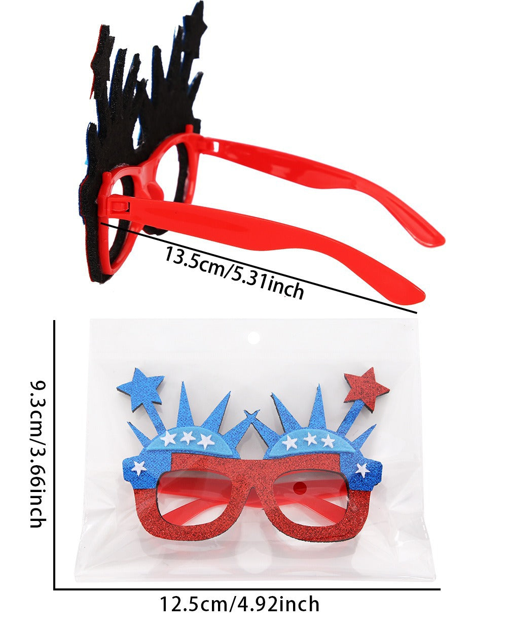 USA Patriotic Party Accessory Set - Flag Top Hat Headband Glasses & Necklace Kit for Independence Day Parades Celebrations and Events