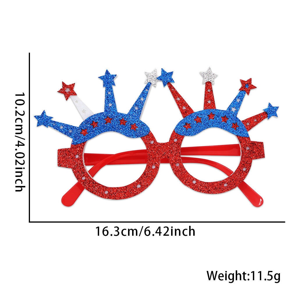 USA Patriotic Party Accessory Set - Flag Top Hat Headband Glasses & Necklace Kit for Independence Day Parades Celebrations and Events