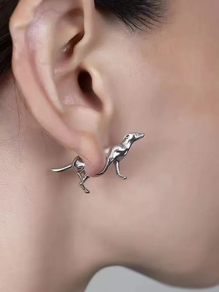 Unique Design Dog Stainless Steel Earrings