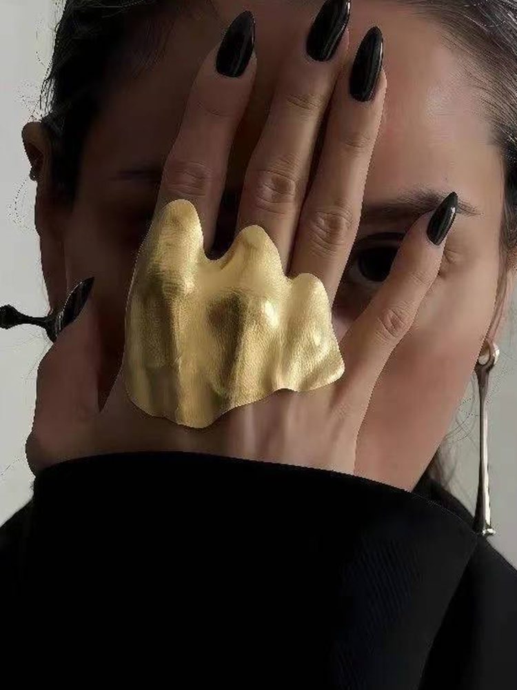 Unique Statement Ring – Gold & Silver Stainless Steel