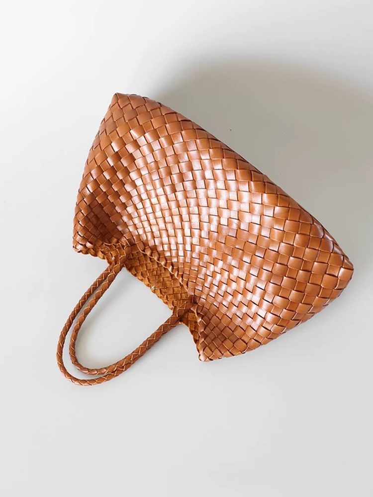 GM Urban Minimalist Woven Top-Grain Leather Handbag Bag
