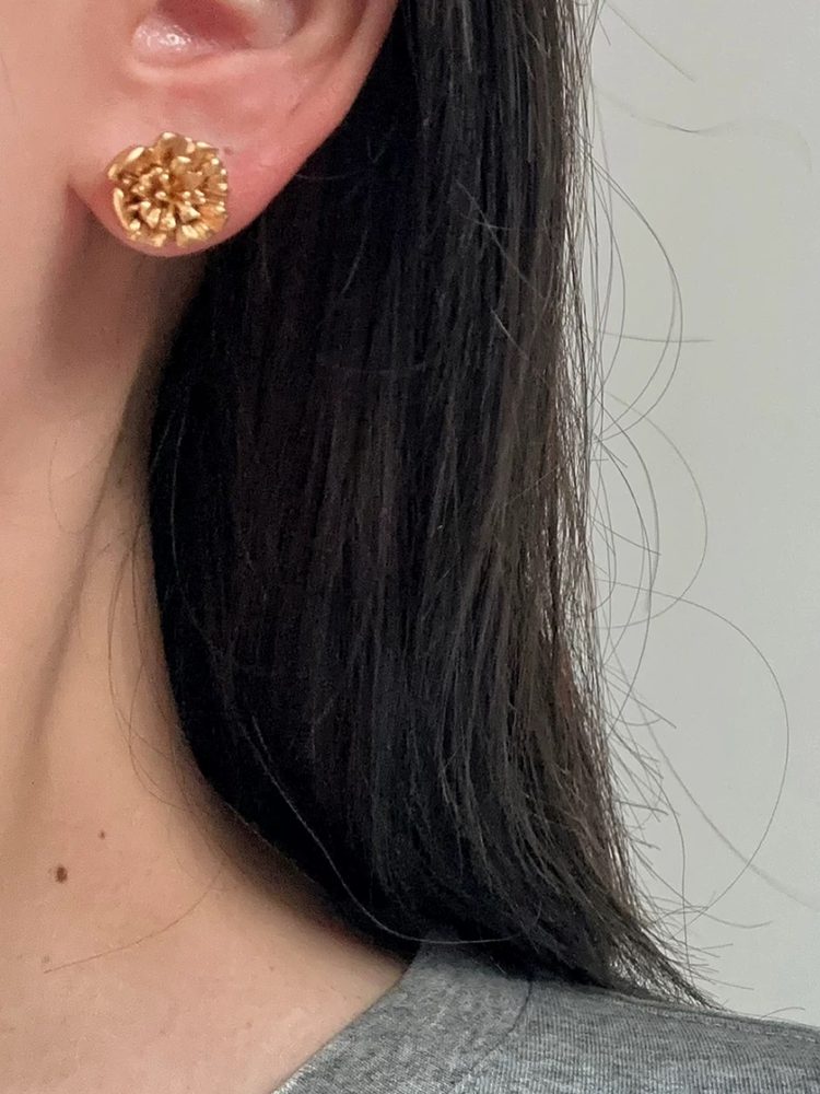 Vintage 3D Floral Convertible Drop Earrings Large