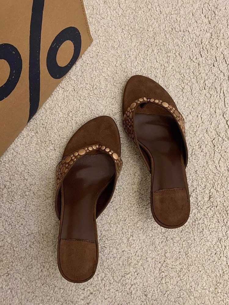 Vintage Brown Flip-Flops Shoes