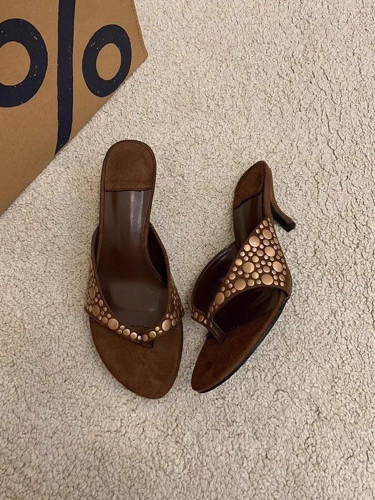 Vintage Brown Flip-Flops Shoes