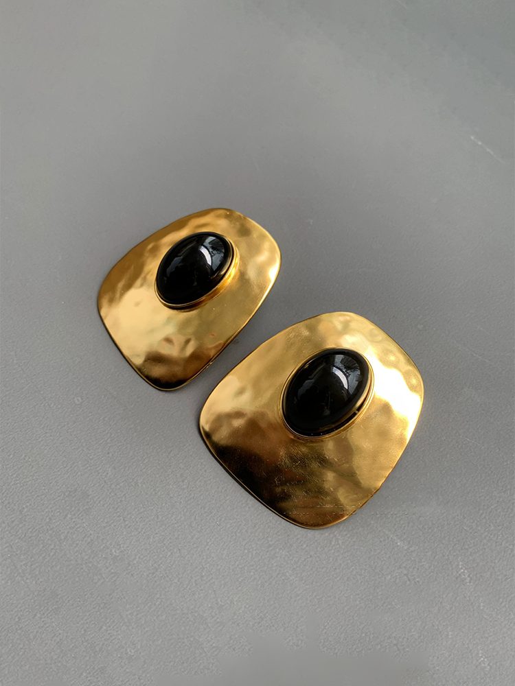 Vintage Polished Gold Curve Clip On Earrings