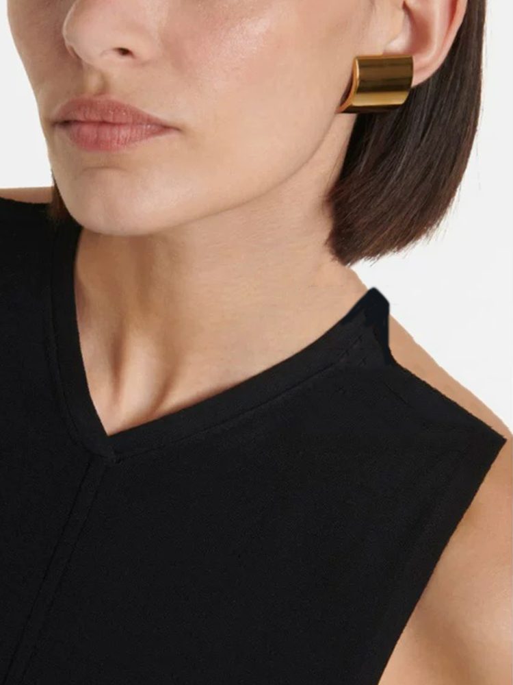 Vintage Polished Gold Curve Stud Earrings