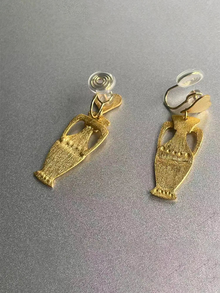 Vintage Vase-Inspired Earrings 18K Gold Plated Dangle
