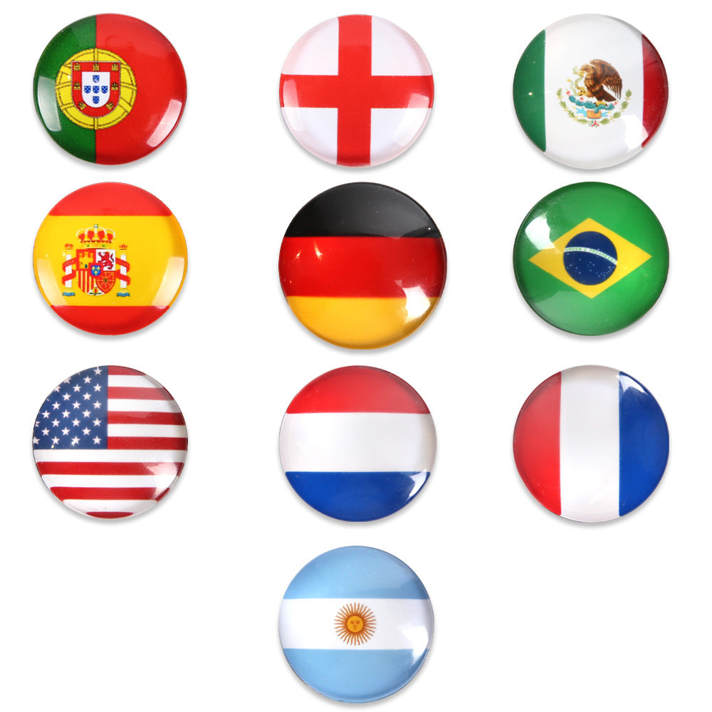 World Cup crystal brooch, football fan costume photo prop, national flag decoration badge souvenir