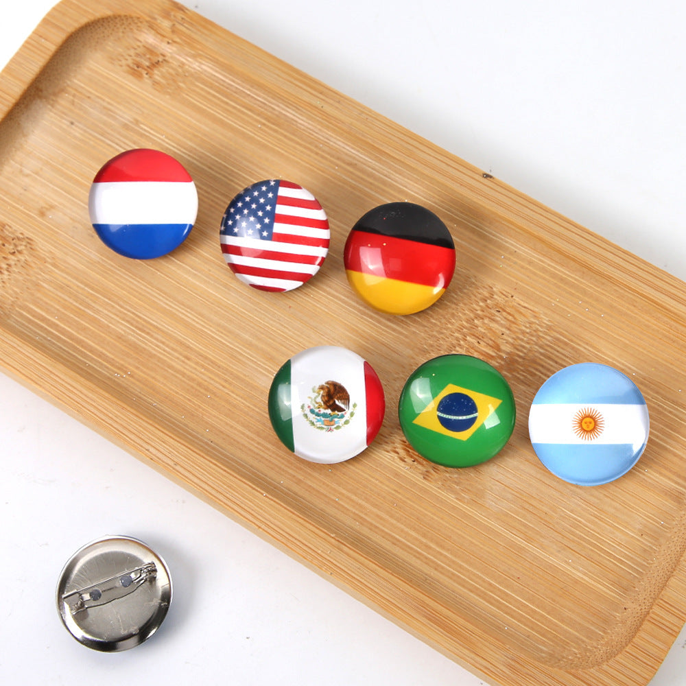 World Cup crystal brooch, football fan costume photo prop, national flag decoration badge souvenir