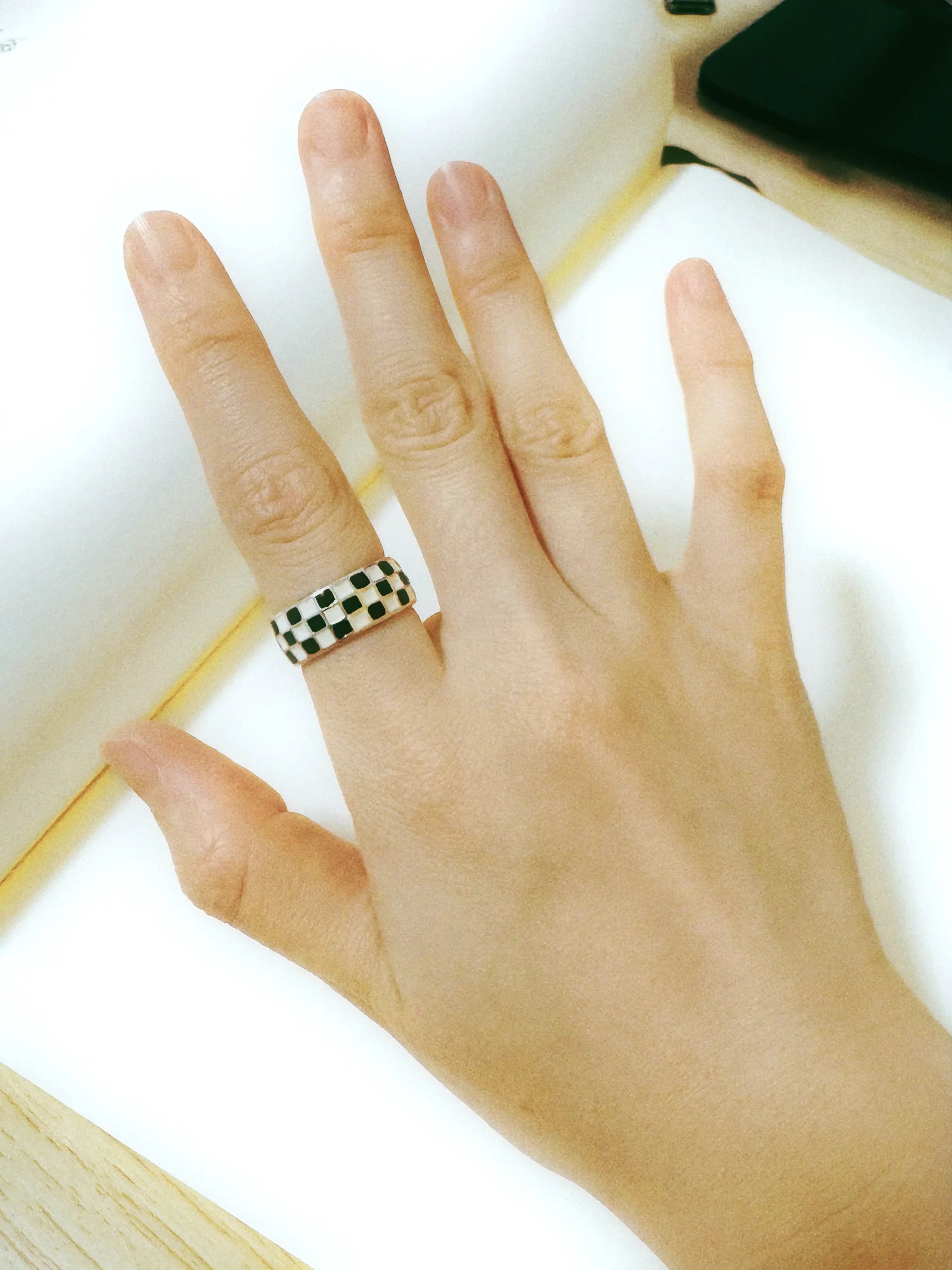 Echo Black & White Checkered Ring