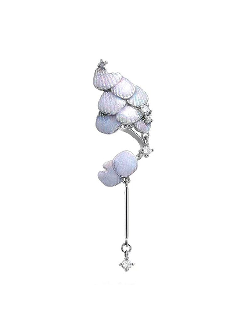 mermaid-inspired fish scale shell earrings Studs & Clip-On E Side View — 18K Gold Plated