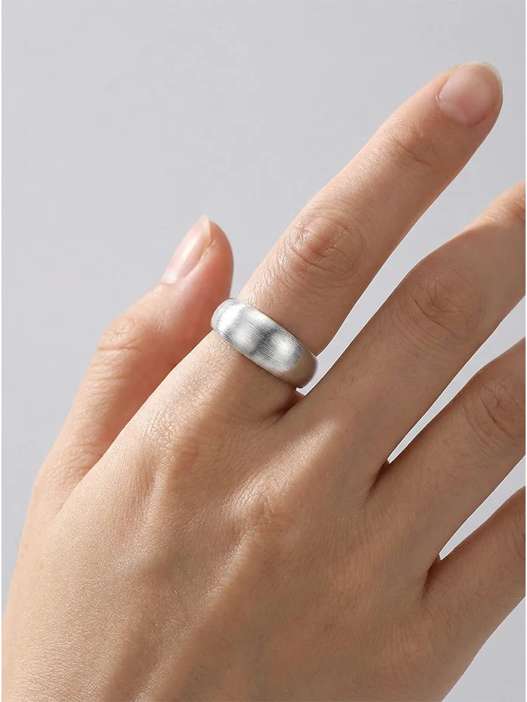 S925 Abyss Silver Brushed Adjustable Open Ring
