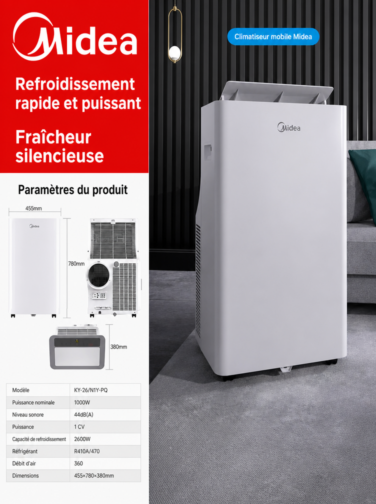 9000 BTU Low Noise Portable Air Climatiseurs portables | Delivery within 10-14 days