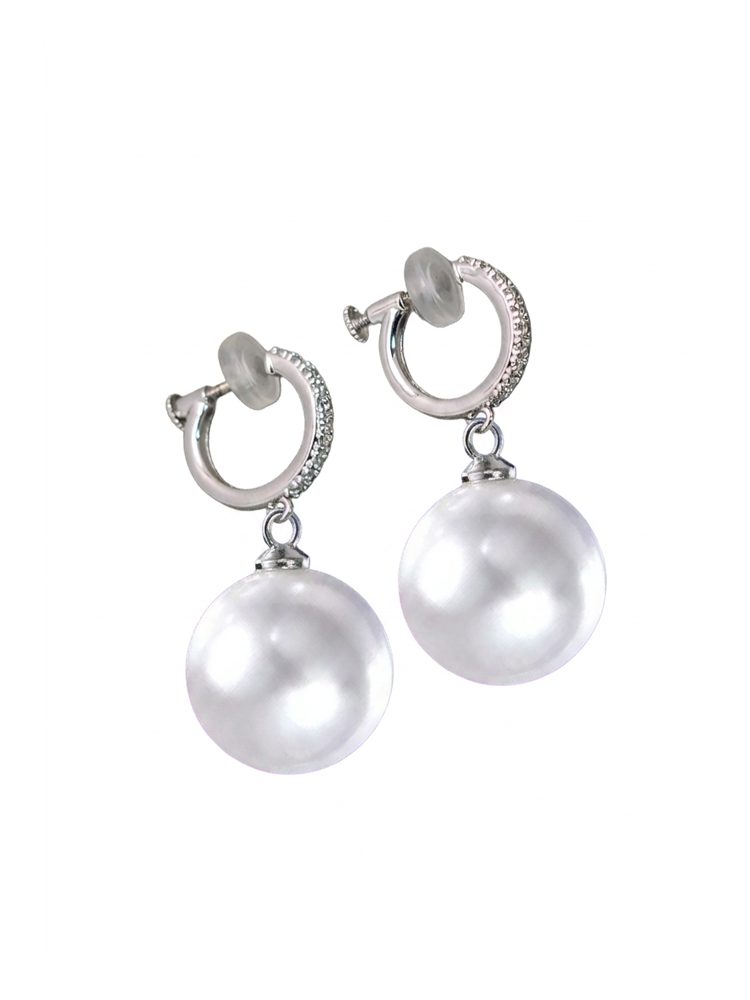 12mm AAAAA Natural Freshwater Pearl – Silver Plated Non-Pierced Screw Back Clip-On Earrings