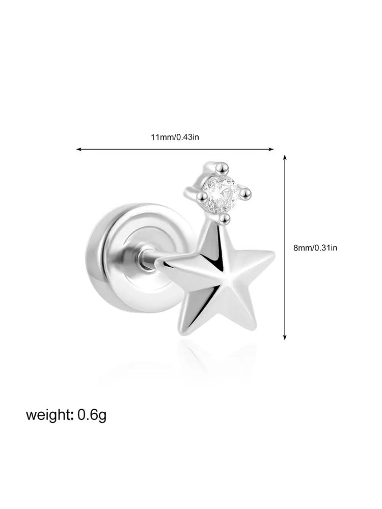18k Gold Plated minimalist star moon sun stud earr - view 5