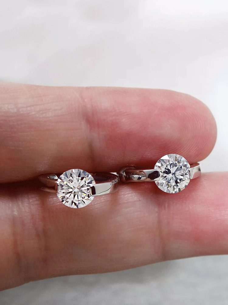 1ct Moissanite Small Hoop Earrings – 925 Sterling Silver Minimalist Huggie Hoops Screw Back Clip-On Earrings