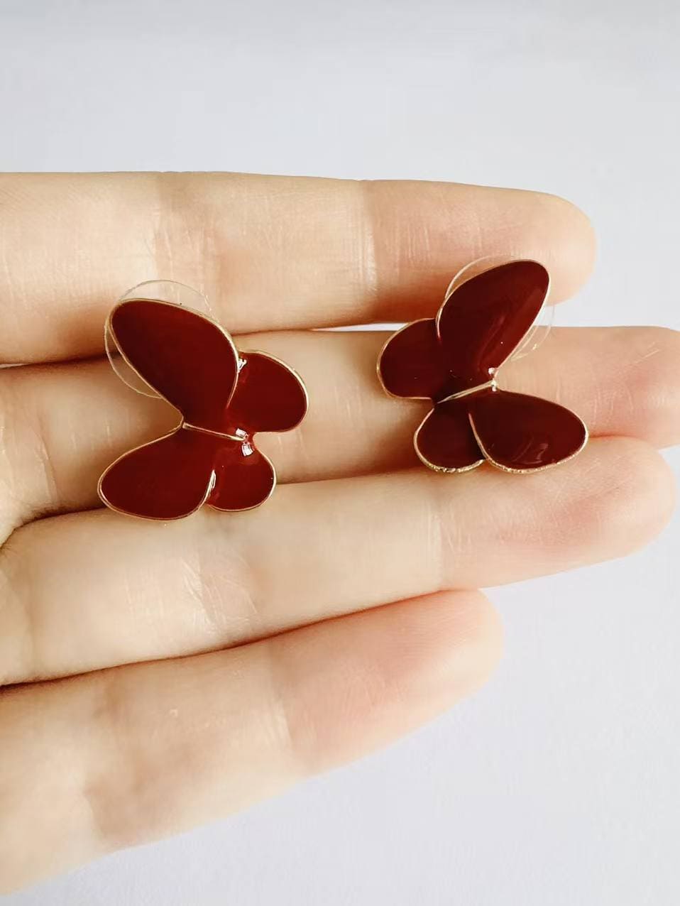 Red Studs Earrings For Lobe Piercing | Fairies Whisper