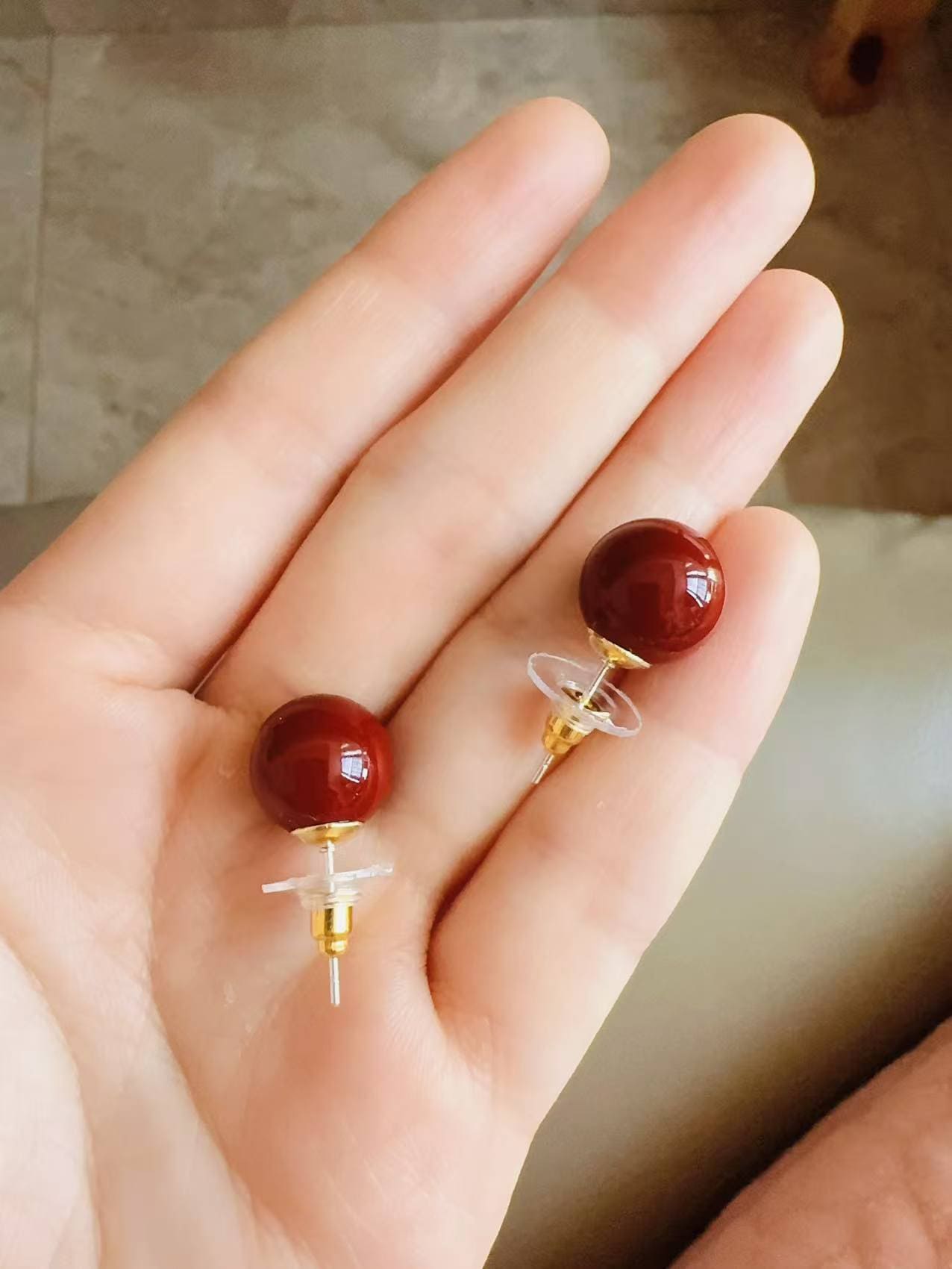 Red Studs Earrings For Lobe Piercing | Fairies Whisper