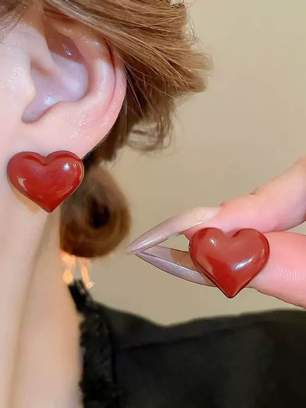 Red Studs Earrings For Lobe Piercing | Fairies Whisper