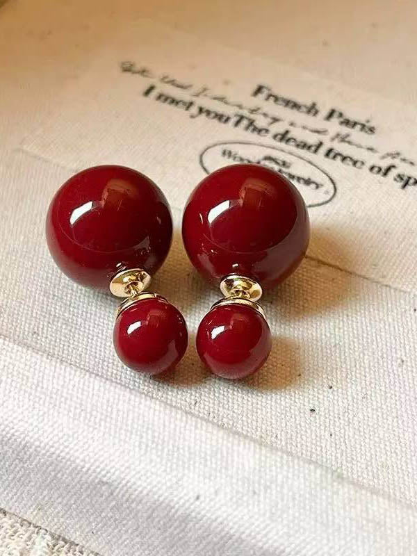 Red Studs Earrings For Lobe Piercing | Fairies Whisper