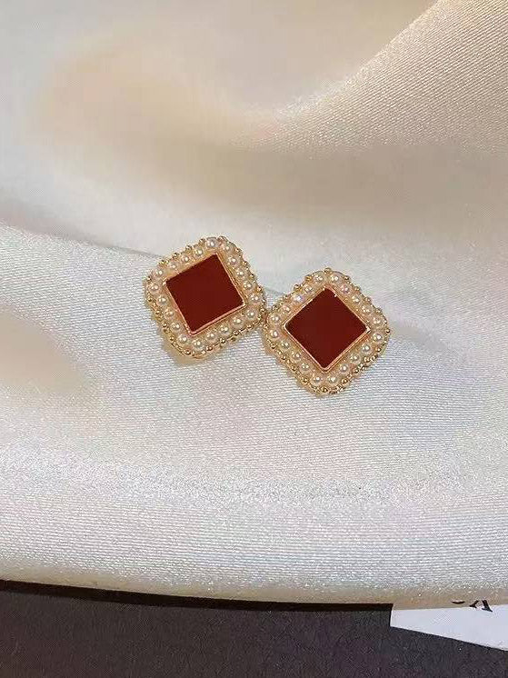 Red Studs Earrings For Lobe Piercing | Fairies Whisper