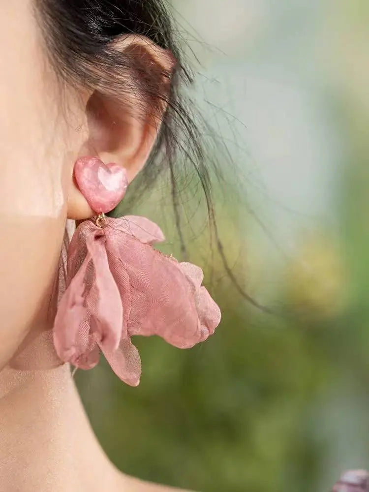 Braided large flower seaside female vacation earrings