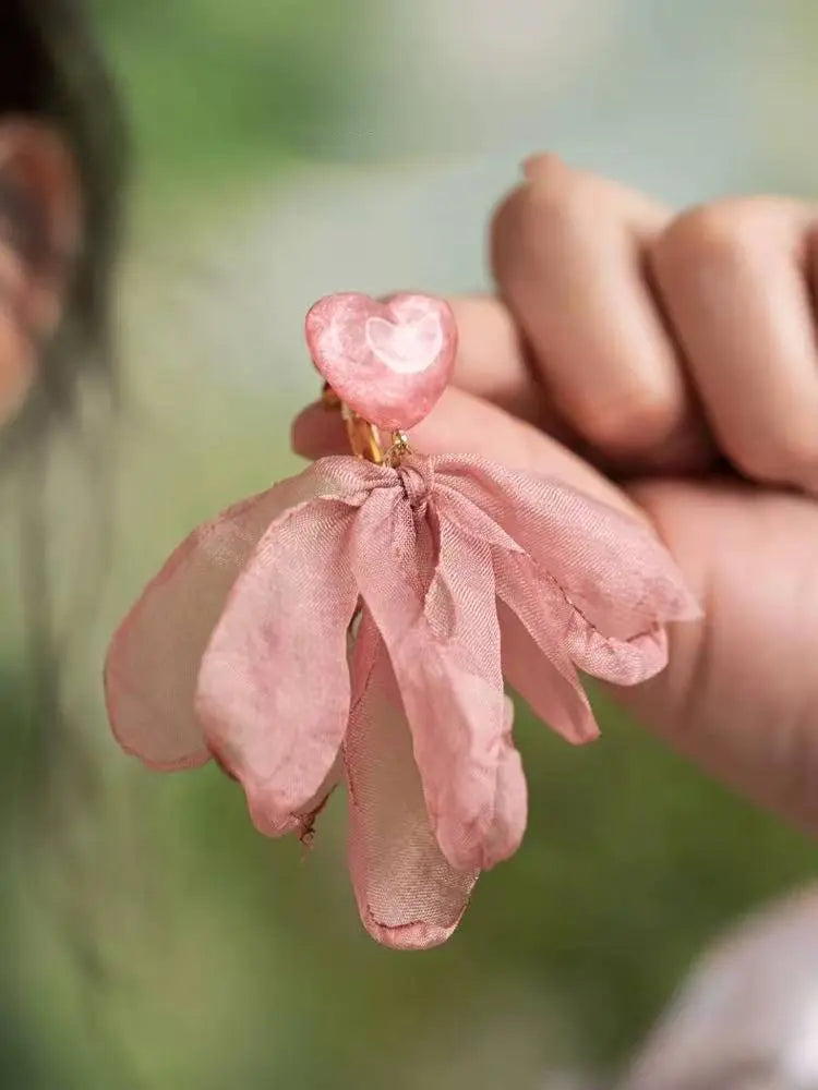 Braided large flower seaside female vacation earrings