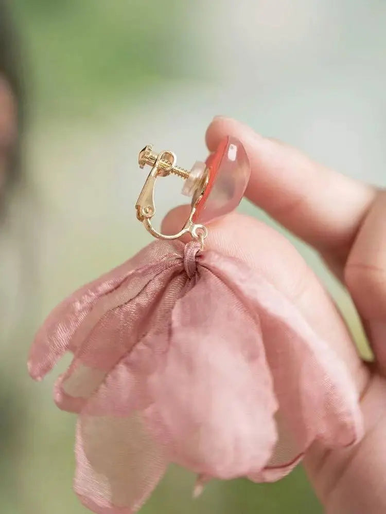 Braided large flower seaside female vacation earrings