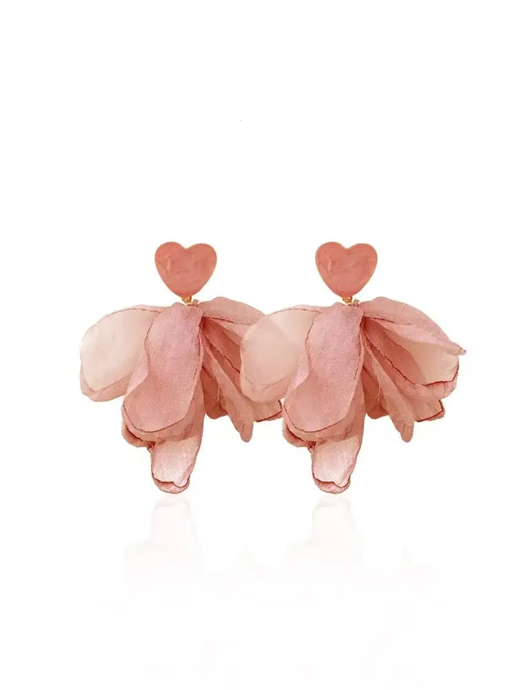 Braided large flower seaside female vacation earrings