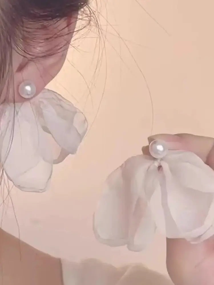 Braided large flower seaside female vacation earrings