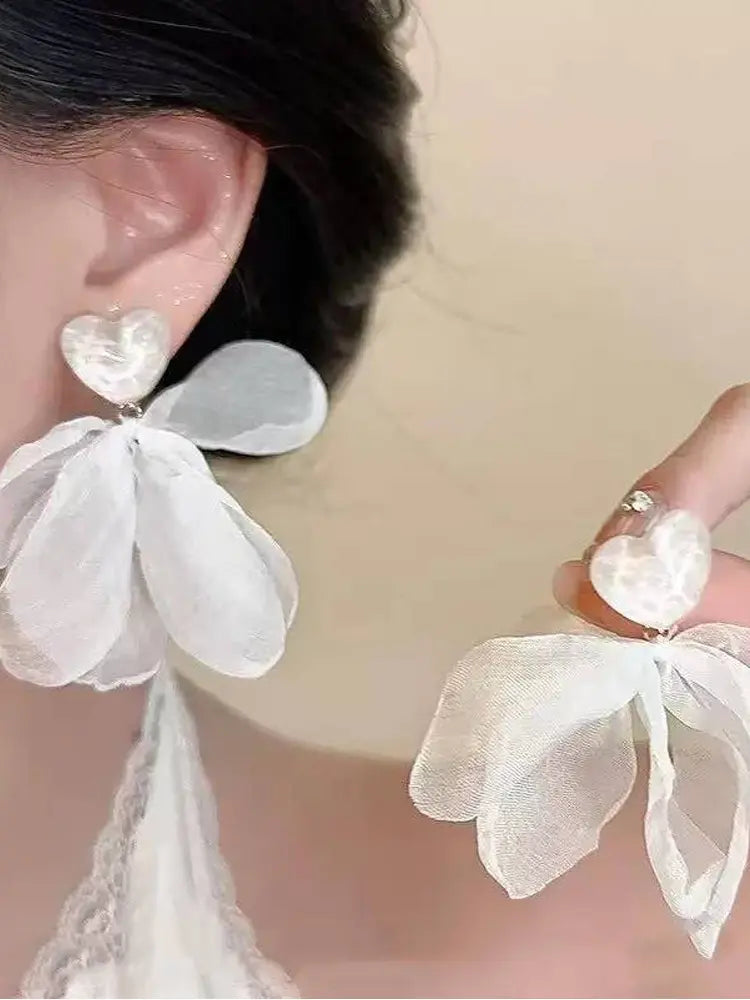 Braided large flower seaside female vacation earrings