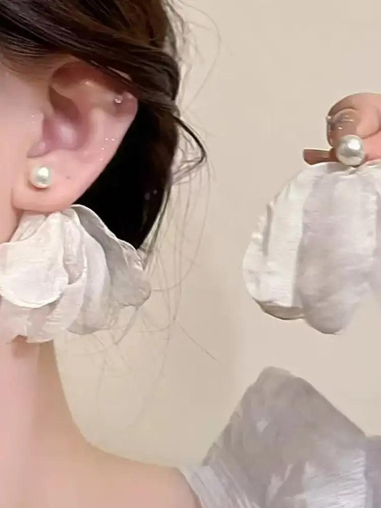 Braided large flower seaside female vacation earrings