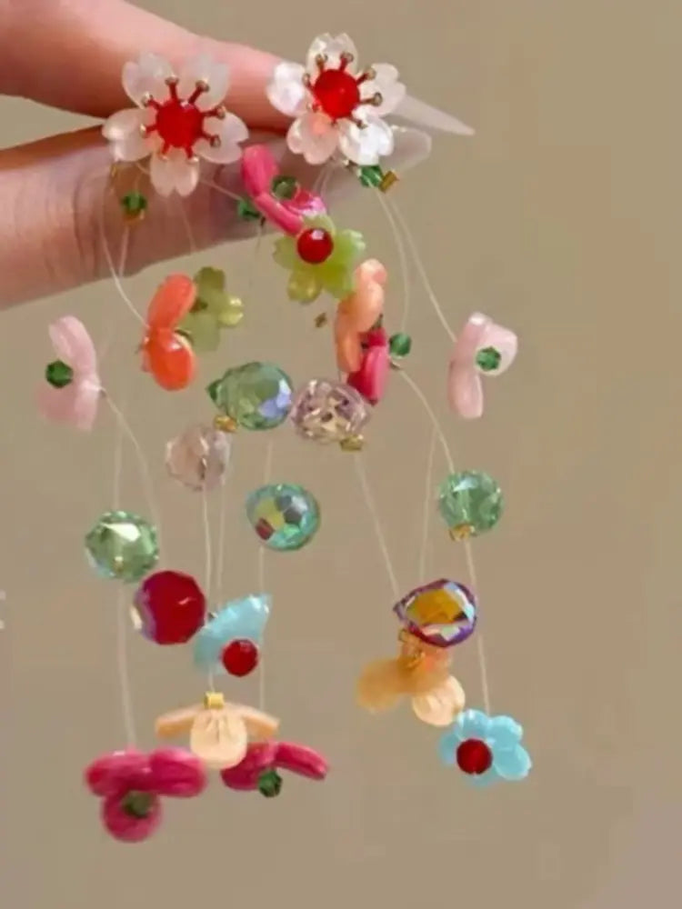2026 Summer Beach Resort Beaded Floral Earrings