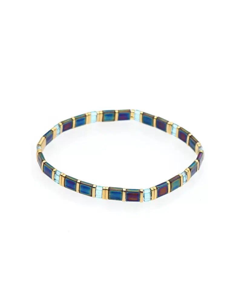 Bijoux de créateur bohème rétro ethniques à plusieurs rangs de perles bleues foncées