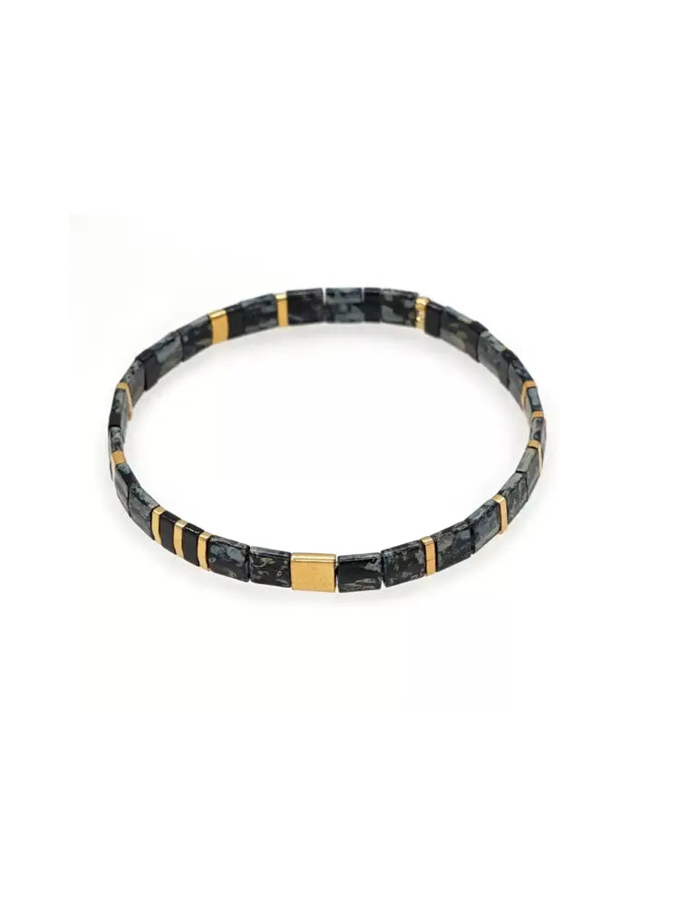 Bijoux de créateur bohème rétro ethniques à plusieurs rangs de perles bleues foncées