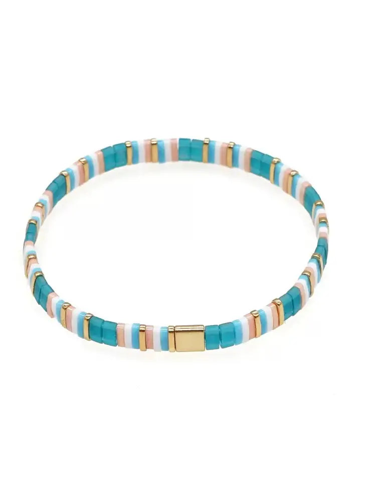 Collier d'agate multicolore à taille carrée, or bleu pur