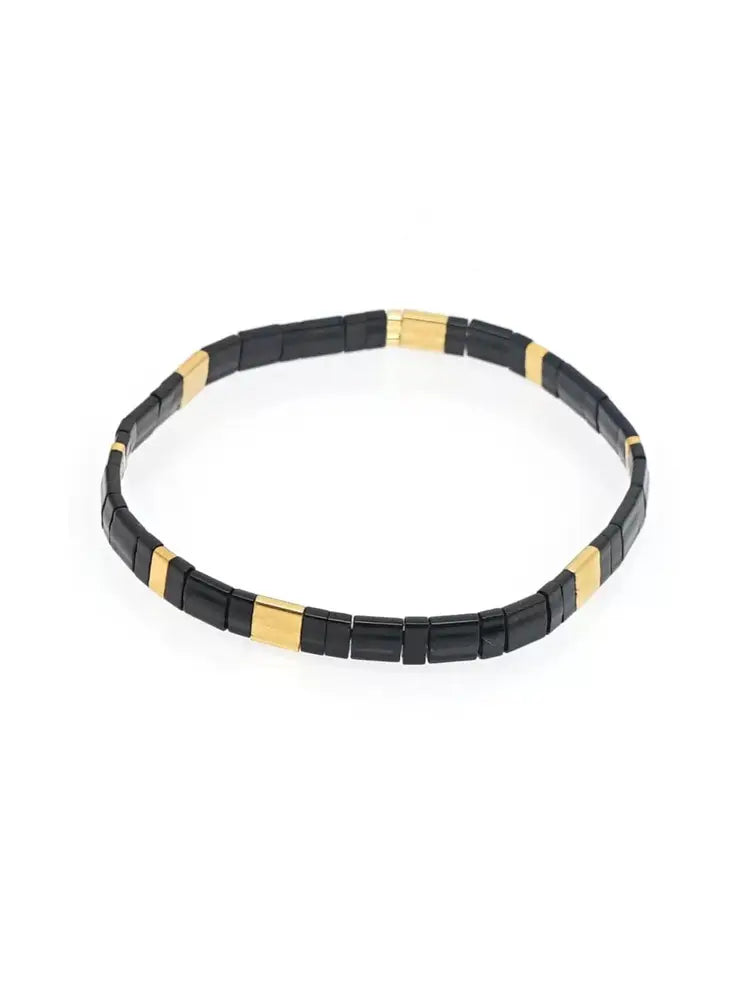 Bracelet manchette en or noir et or avec pierres précieuses bicolores