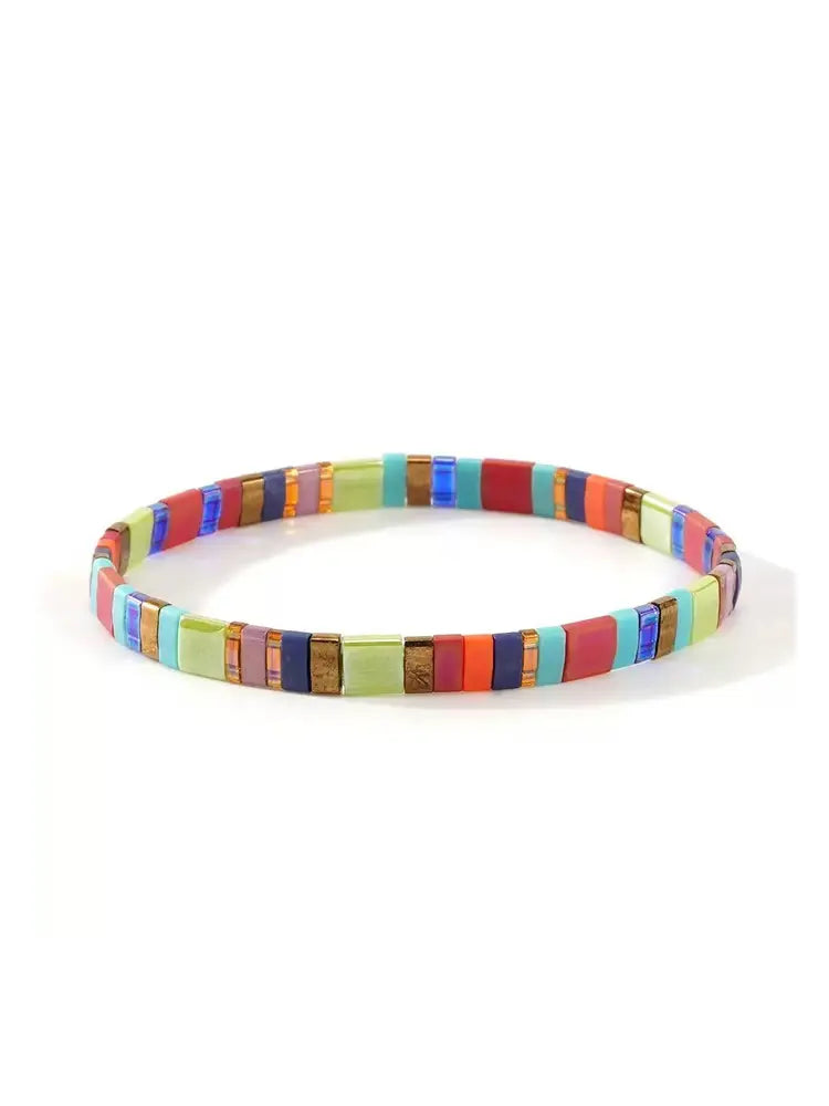 Bracelet mignon à nouer à la main, petit carré et coloré