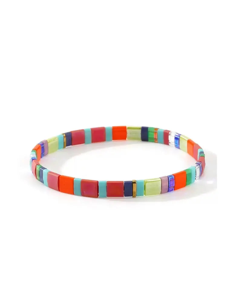 Bracelet mignon à nouer à la main, petit carré et coloré