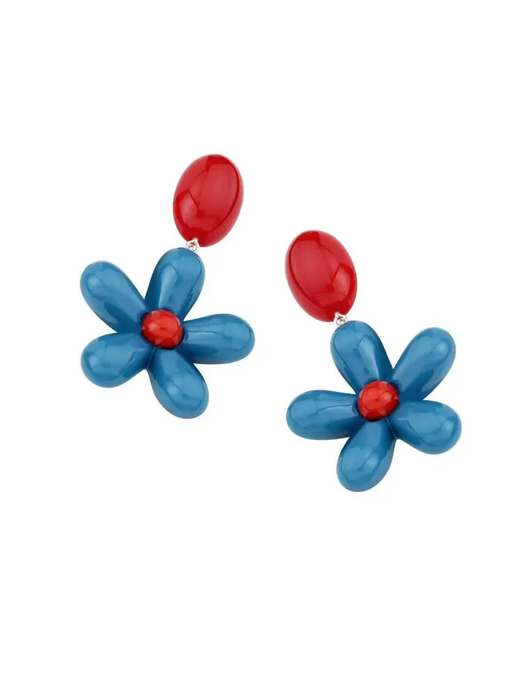 70s Retro Pop-Art Puffy Flower Clip-on & Stud Hot