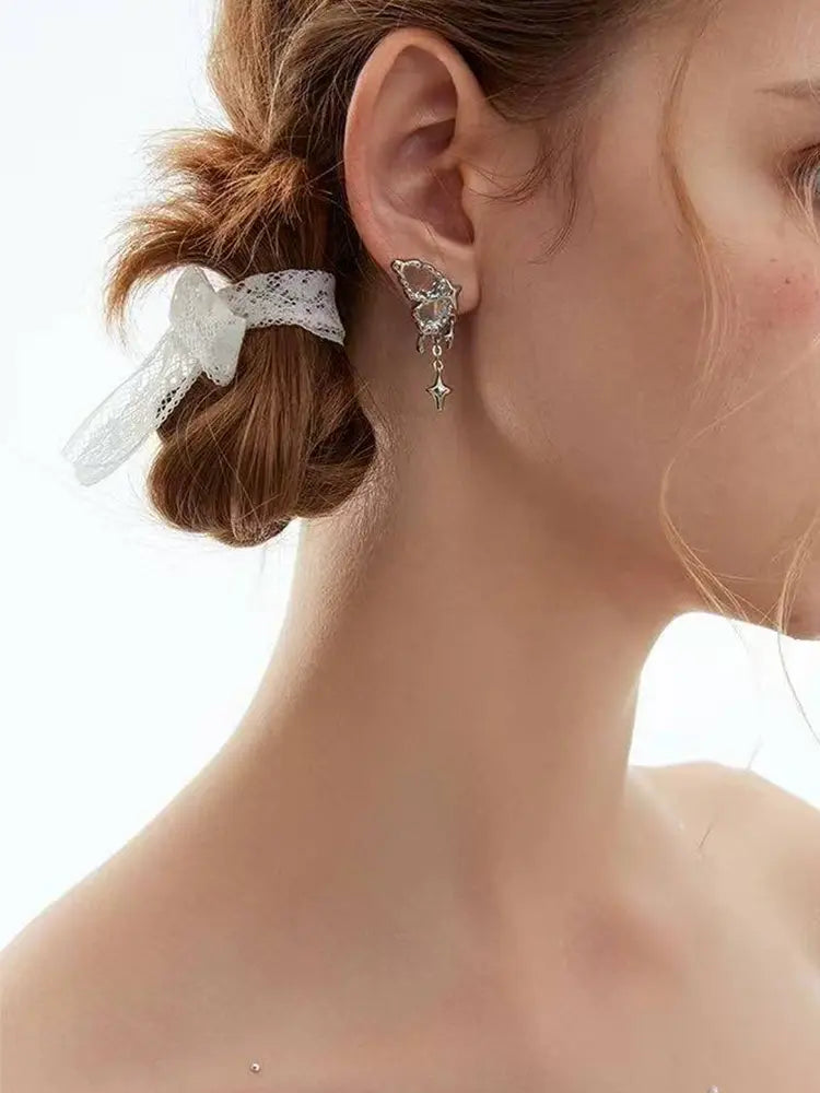 fairy original mirror butterfly stud pink earrings girl Non - Pierced