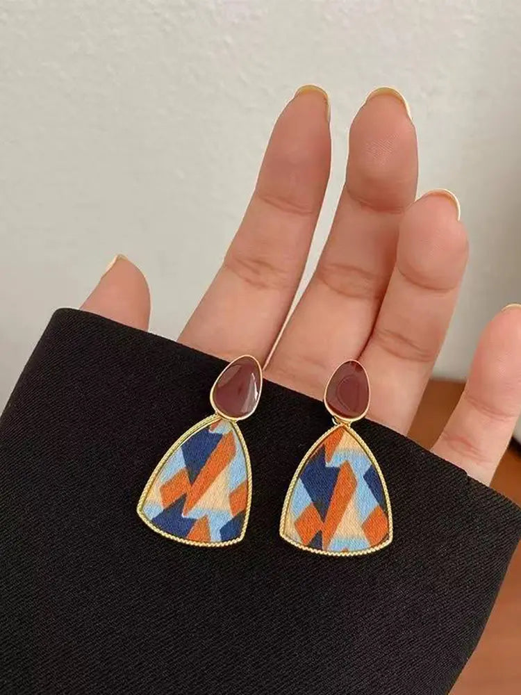 Boucles d'oreilles puces haut de gamme, style explosif, mode, luxe, polyvalentes, en tissu, pour oreilles non percées